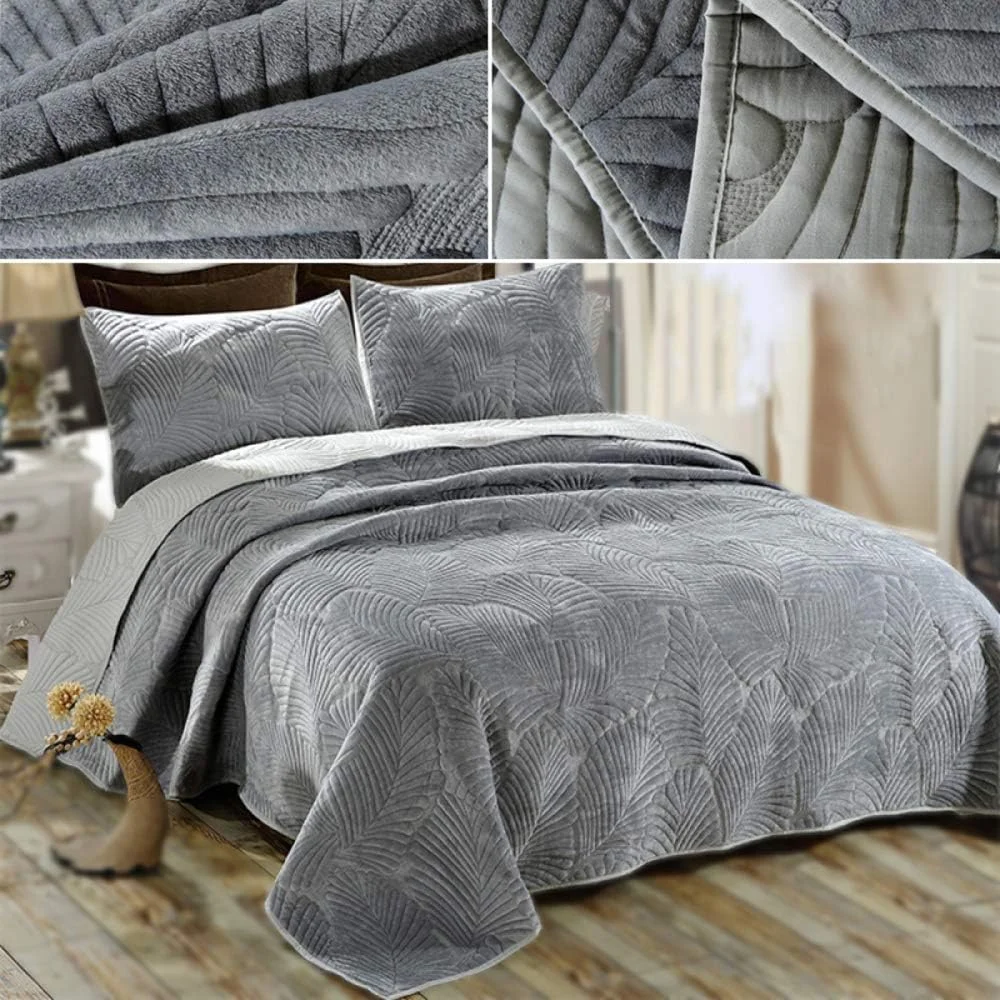 روتختی طرحدار دو نفره و سوپر کینگ سایز گارکان، ست روتختی پنبهای، لحاف سه تکه با طرح برگ، روکش تخت خواب نرم از جنس میکروفایبر به همراه 2 روبالشتی، خاکستری - 224x234 سانتیمتر روتختی طرحدار دو نفره و سوپر کینگ سایز گارکان، ست روتختی پنبهای، لحاف سه تکه با طرح برگ، روکش تخت خواب نرم از جنس میکروفایبر به همراه 2 روبالشتی، خاکستری - 224x234 سانتیمتر