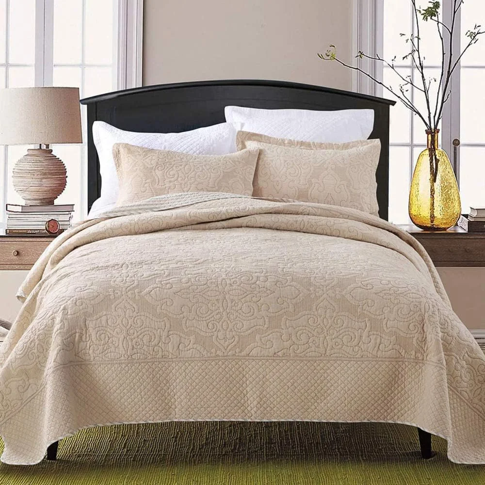 ست روتختی پنبهای طرحدار گارکان، سایز کینگ، سبک و گرم، لحاف برجسته، روانداز تخت، رو تختی، ست 3 تکه شامل روتختی و 2 روبالشی، AA-230X250CM ست روتختی پنبهای طرحدار گارکان، سایز کینگ، سبک و گرم، لحاف برجسته، روانداز تخت، رو تختی، ست 3 تکه شامل روتختی و 2 روبالشی، AA-230X250CM