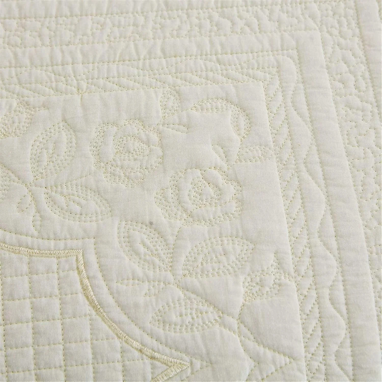 روتختی ژاکارد گارکان 2021 سایز دو نفره، ست لحاف، رو تختی تکه دوزی شده گلدار پنبه ای، لحاف لحافی با 2 روبالشتی، دکور اتاق خواب مناسب برای تمام فصول، بژ، 245 * 265 سانتی متر