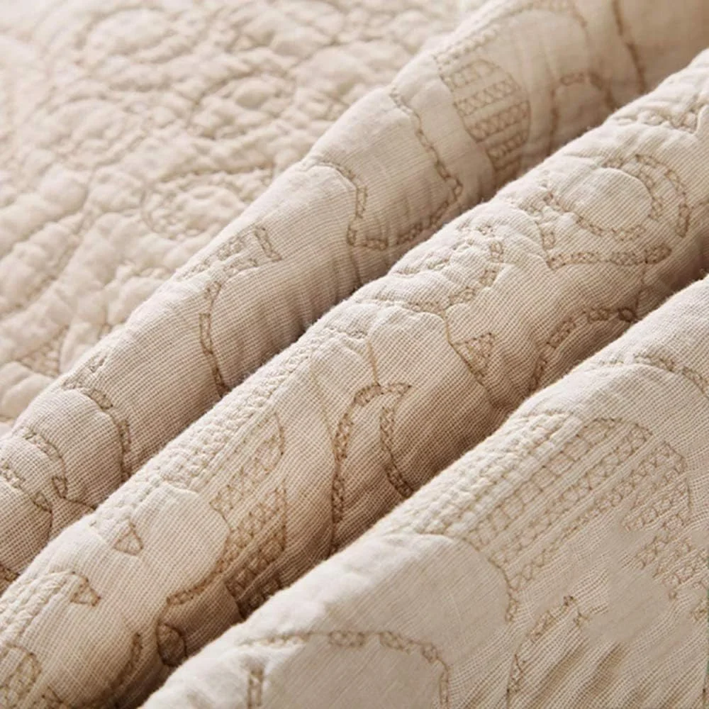 ست روتختی پنبه‌ای طرح‌دار گارکان، سایز کینگ، سبک و گرم، لحاف برجسته، روانداز تخت، رو تختی، ست 3 تکه شامل روتختی و 2 روبالشی، AA-230X250CM