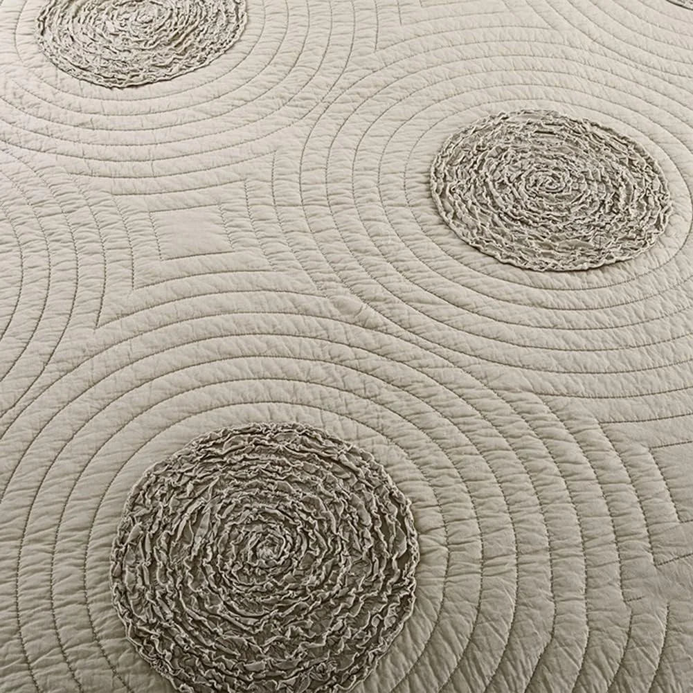 روتختی لحافی گارکان، لحاف تکه دوزی شده پنبه ای سبک وزن طرح دار، قهوه ای، 240x260 سانتی متر به همراه 2 روبالشتی