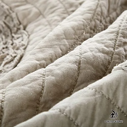 روتختی لحافی گارکان، لحاف تکه دوزی شده پنبه ای سبک وزن طرح دار، قهوه ای، 240x260 سانتی متر به همراه 2 روبالشتی