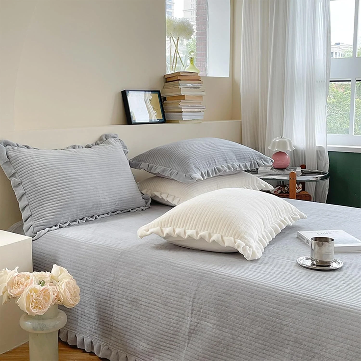 رو تختی کلوت 230 در 250 سانتی متر به همراه روبالشی، پتوی نخی نرم، سبک، قابل تنفس، مناسب برای تمام فصول