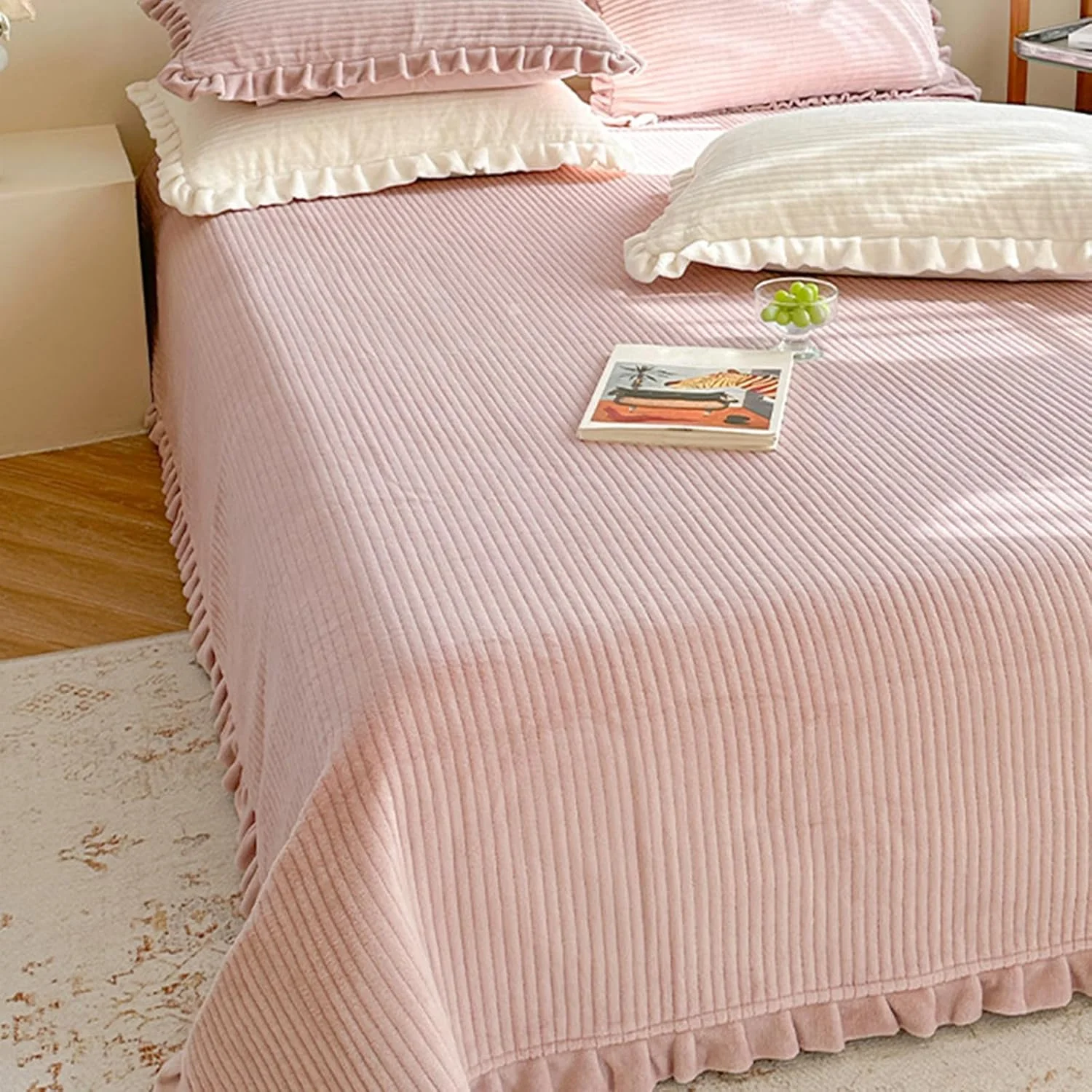 رو تختی کلوت 230 در 250 سانتی متر به همراه روبالشی، پتوی نخی نرم، سبک، قابل تنفس، مناسب برای تمام فصول