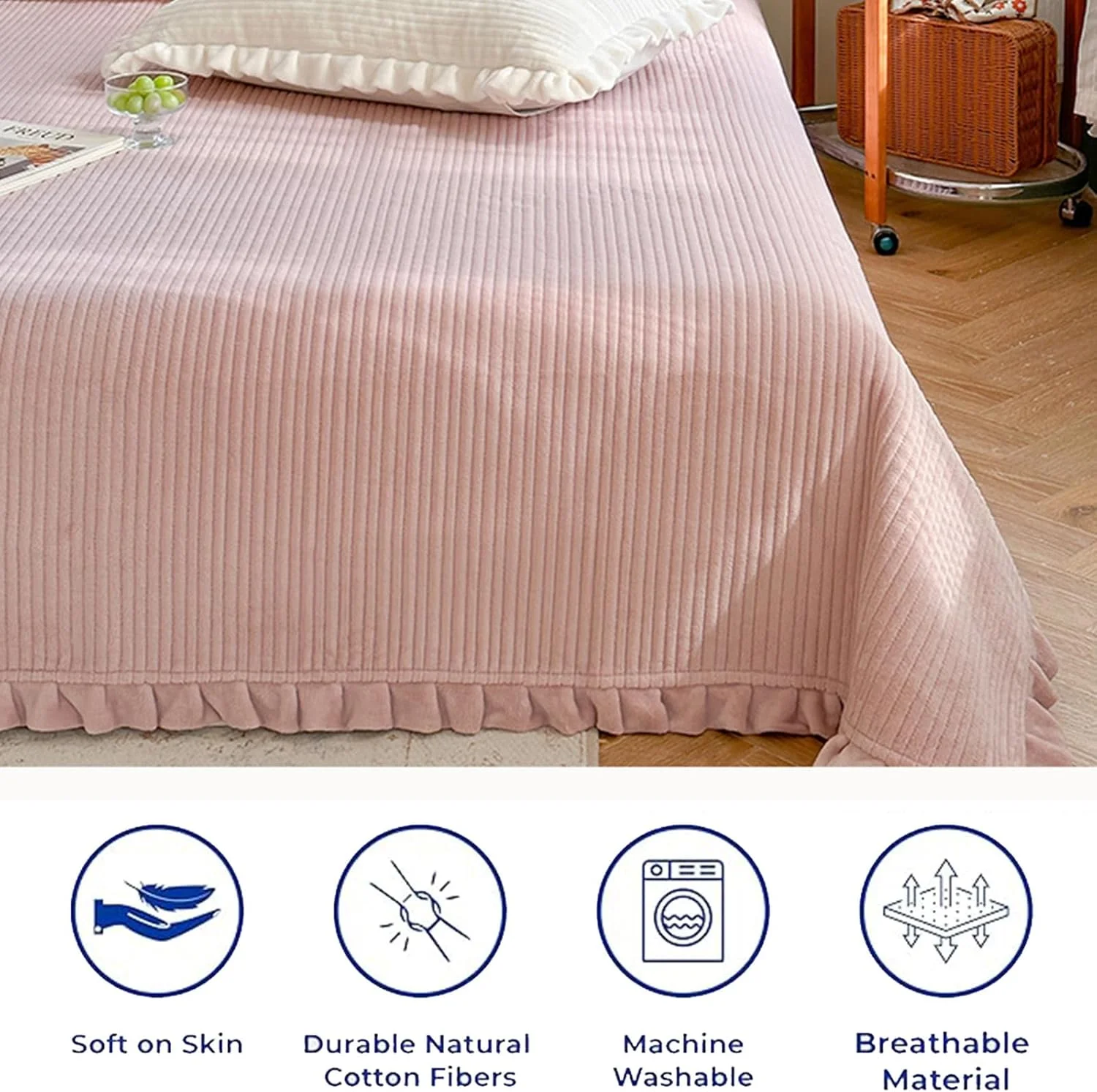 روتختی دونفره طرح لوزی استلا بژ 230x250 به همراه 2 روبالشتی 50x70 کد 5029