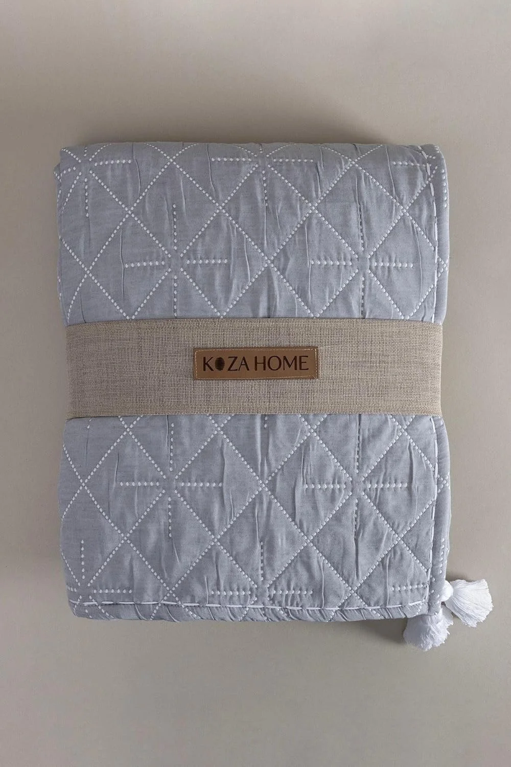 روتختی دونفره سرمه ای با طرح لوزی استلا، ابعاد 230x250 به همراه 2 روبالشتی 50x70 مدل 5030