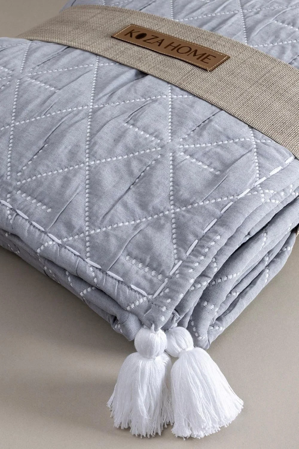 روتختی دونفره سرمه ای با طرح لوزی استلا، ابعاد 230x250 به همراه 2 روبالشتی 50x70 مدل 5030