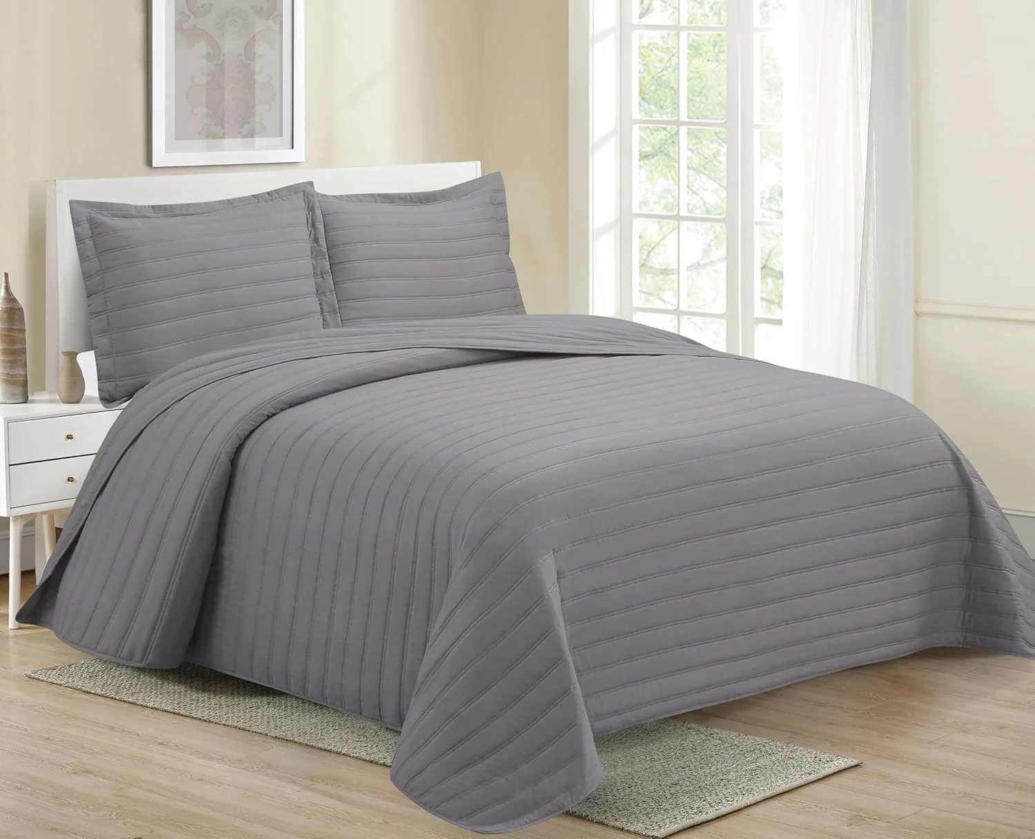 ست لحاف رو تختی برجسته مدرن MK Collection، رنگ طوسی