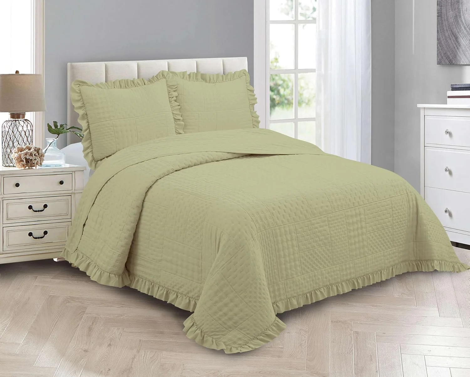 ست روتختی طرح دار مدرن و بزرگ، رنگ سبز