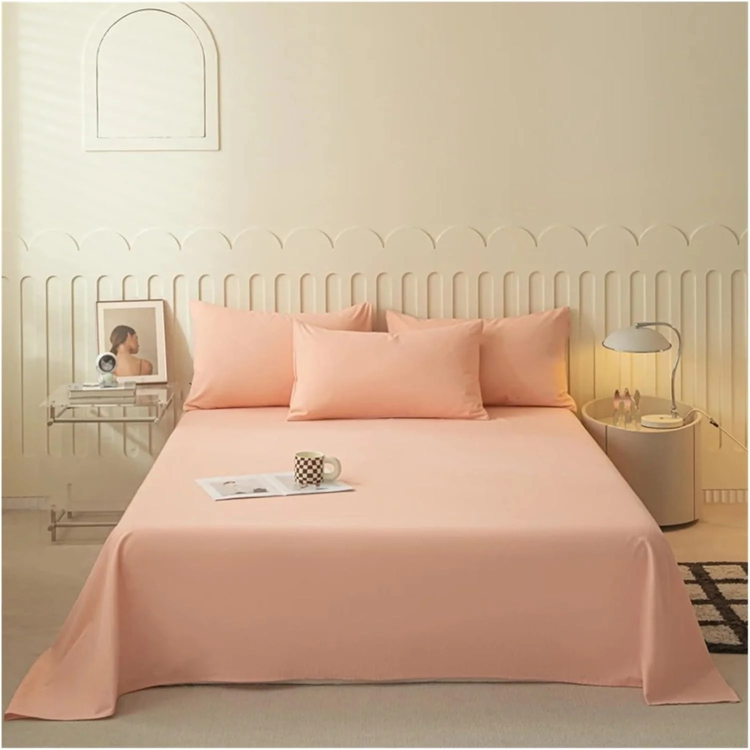 ست ملحفه تخت خواب پنبه ای، ست روتختی میکروفایبر، روکش تشک، روتختی، ملحفه تخت و روبالشتی، رختخواب لوکس در یک کیف (D 3 تکه 180x230cm)