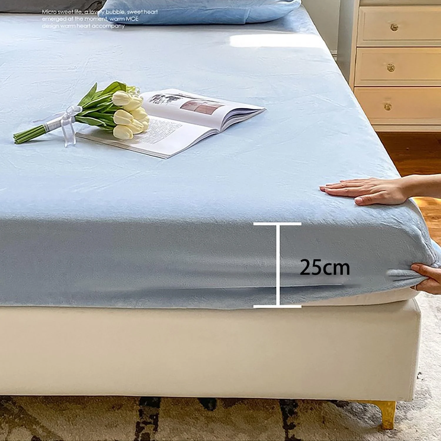 روکش تشک تخت خواب فیت، محافظ تشک سایز کامل با نوار کشی و روبالشتی، گرم و ضخیم، روتختی رنگ ثابت (رنگ: سرمه ای، سایز: 150 * 200 سانتی متر)