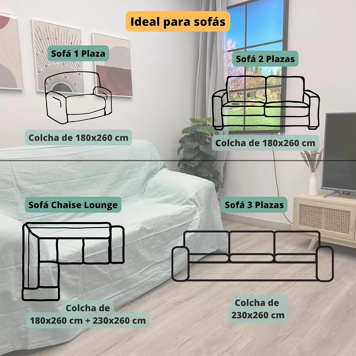 رو تختی چند منظوره، رو تختی، رو مبلی پنبه ای و الیاف دیگر، ساخت اسپانیا (سبز آبی یاسپی 09، 130 x 180 سانتی متر)