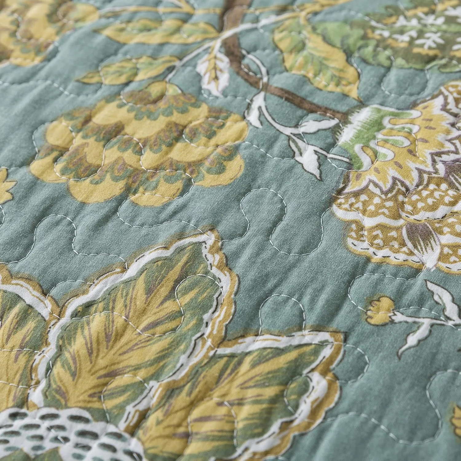 ست روتختی پنبه ای نیولیک - ست رو تختی تکه دوزی شده دو رو، طرح گل زرد، سایز کوئین