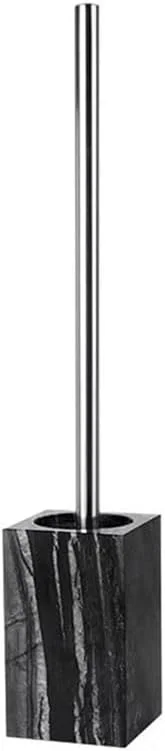 برس توالت با پایه سنگ مرمر مشکی، دسته فلزی جداشدنی، برس توالت سر گرد پلاستیکی، ست جا برسی توالت با دسته محکم و راحت