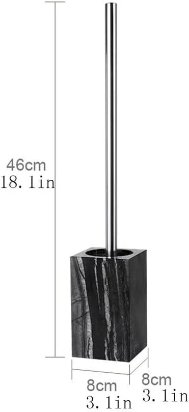 برس توالت با پایه سنگ مرمر مشکی، دسته فلزی جداشدنی، برس توالت سر گرد پلاستیکی، ست جا برسی توالت با دسته محکم و راحت