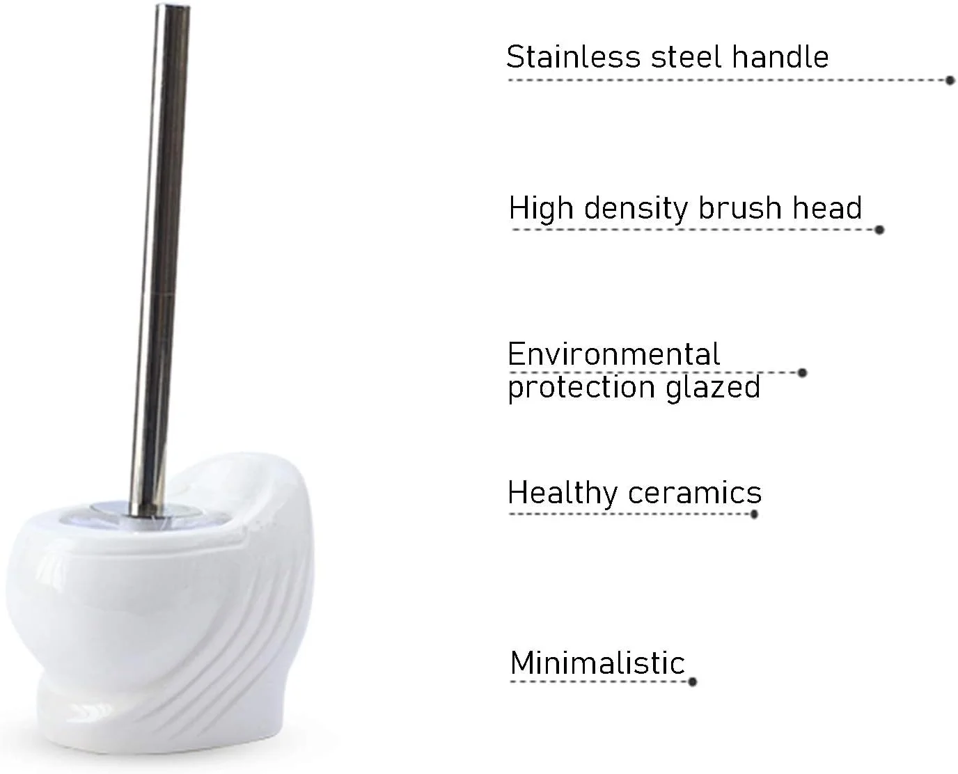 لوازم جانبی توالت، برس توالت و جا برسی سرامیکی و فلزی، برس و جا برسی تمیز کننده، لوازم جانبی حمام، 16x39 سانتی متر