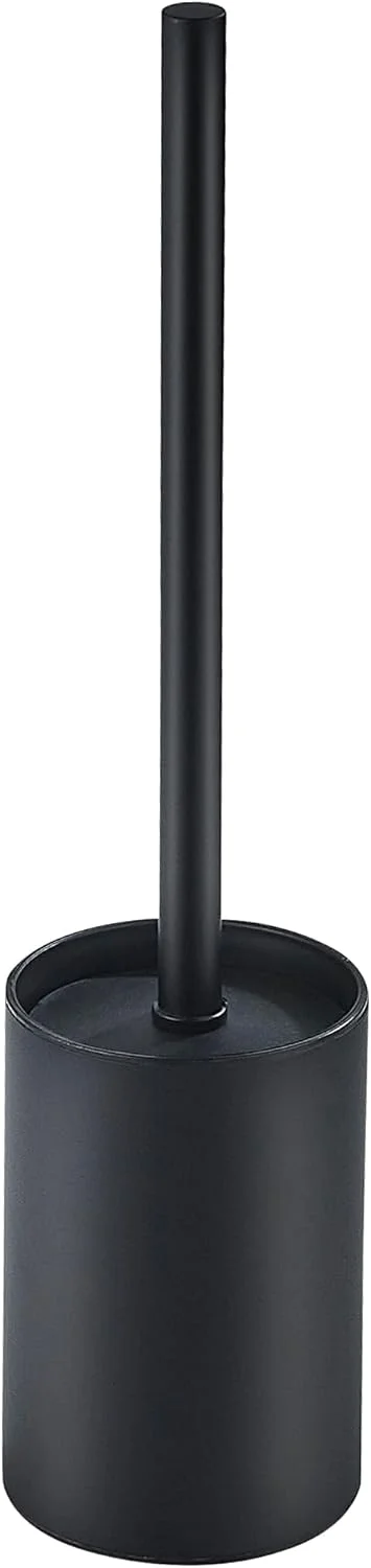 برس توالت با نگهدارنده BRIMIX، استیل ضد زنگ 304، برس تمیز کننده توالت برای حمام، برس کاسه توالت گرد ایستاده (مشکی)