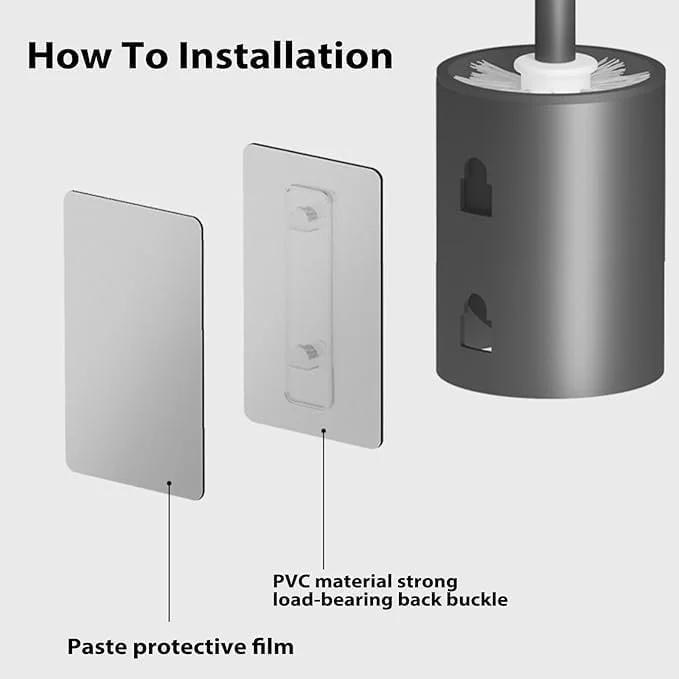 ست برس توالت شوی 2 عددی، برس توالت شوی شیک با پایه دیواری و دسته بلند مقاوم در برابر خوردگی آلومینیومی، برس تمیز کننده عمیق سرویس بهداشتی (مشکی)