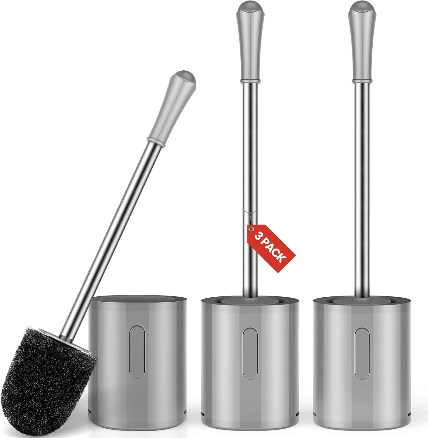 فرچه و پایه نگهدارنده توالت مدل Half Ball رنگ خاکستری
