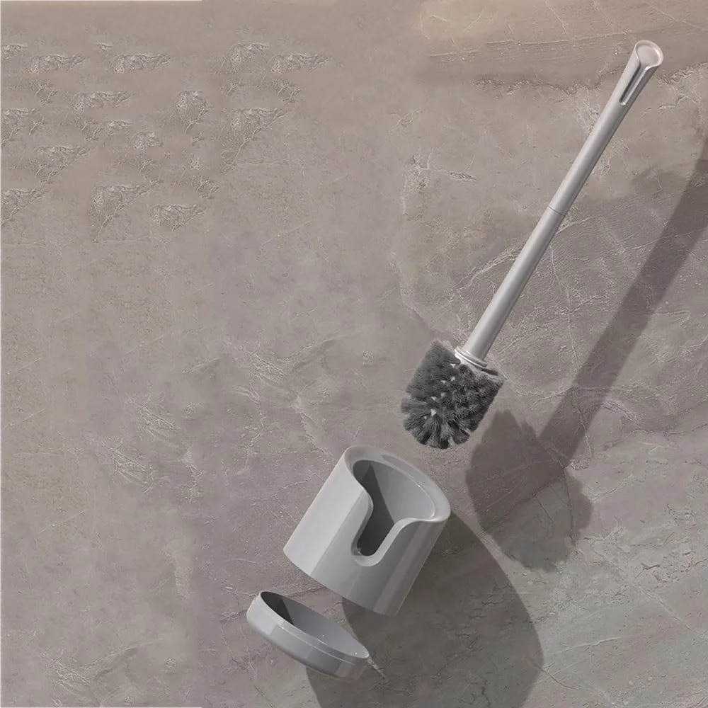 برس توالت با پایه جداشدنی و تهویه دار، برس توالت پلاستیکی با دسته بلند، برس نرم و ست نگهدارنده برس توالت قابل نصب روی دیوار با قابلیت خشک شدن سریع