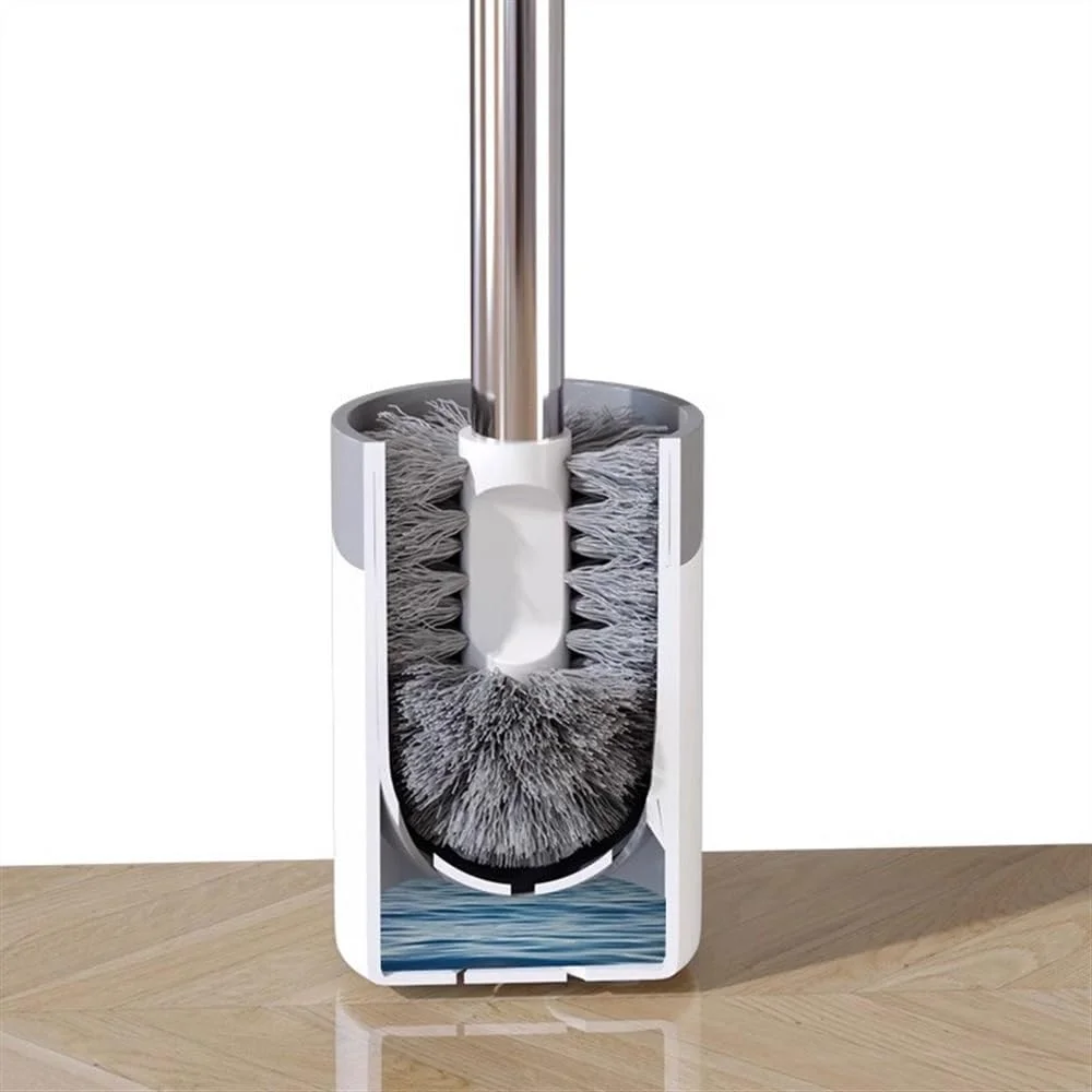 برس توالت دسته جداشدنی استیل ضد زنگ برس توالت ست جا برس توالت پلاستیکی گرد قابل نصب روی دیوار یا زمین برس توالت تمیز کننده عمیق