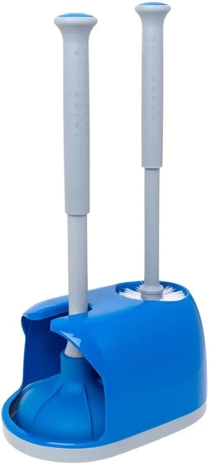 ست برس توالت و پیستون KOVAR، ست تمیز کننده حمام 2 در 1 با نگهدارنده، آبی ست برس توالت و پیستون KOVAR، ست تمیز کننده حمام 2 در 1 با نگهدارنده، آبی