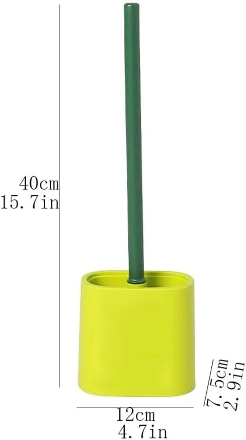 برس توالت پلاستیکی سبز با دسته بلند، سر برس تخت، برس توالت دیواری با دسته بلند و ست نگهدارنده برس توالت