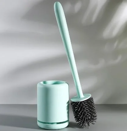برس توالت و جا برسی HASTHIP®، برس تمیز کننده دیواری حمام، موهای نرم، طراحی مدرن ژاپنی، آبی، برس جمع و جور توالت فرنگی با محفظه نگهداری برای خانه