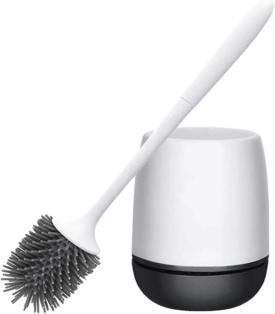 ست برس توالت و جا برسی KASTWAVE برای حمام، ست جا برسی توالت حمام، کیت برس تمیز کننده توالت سیلیکونی با برس موی نرم