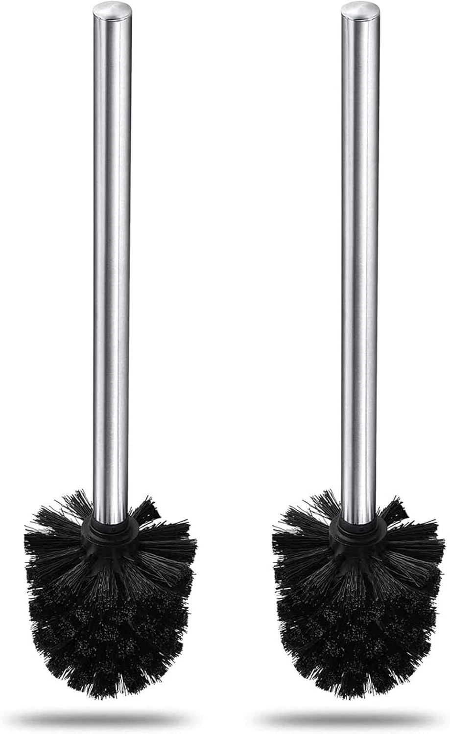 برس توالت خزنه، بسته 2 عددی، برس توالت با دسته بلند، برس تمیز کننده توالت سازگار با محیط زیست، دسته استیل ضد زنگ 304، برس کاسه توالت دیواری برای تمیز کردن حمام، بسته 2 عددی (مشکی)