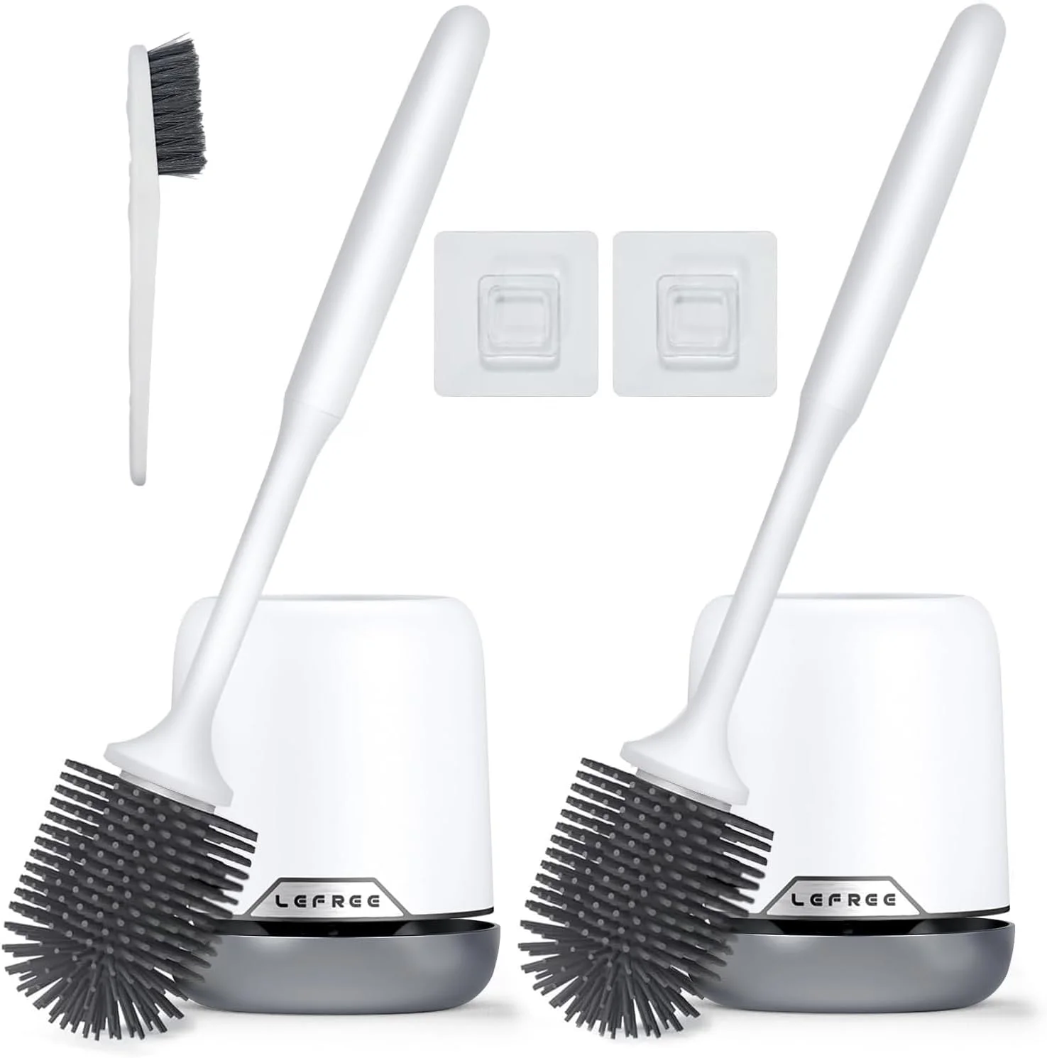 برس توالت سیلیکونی Lefree Homemod و ست نگهدارنده با نگهدارنده تهویه دار، برس توالت برای حمام، ایستاده و قابل نصب روی دیوار