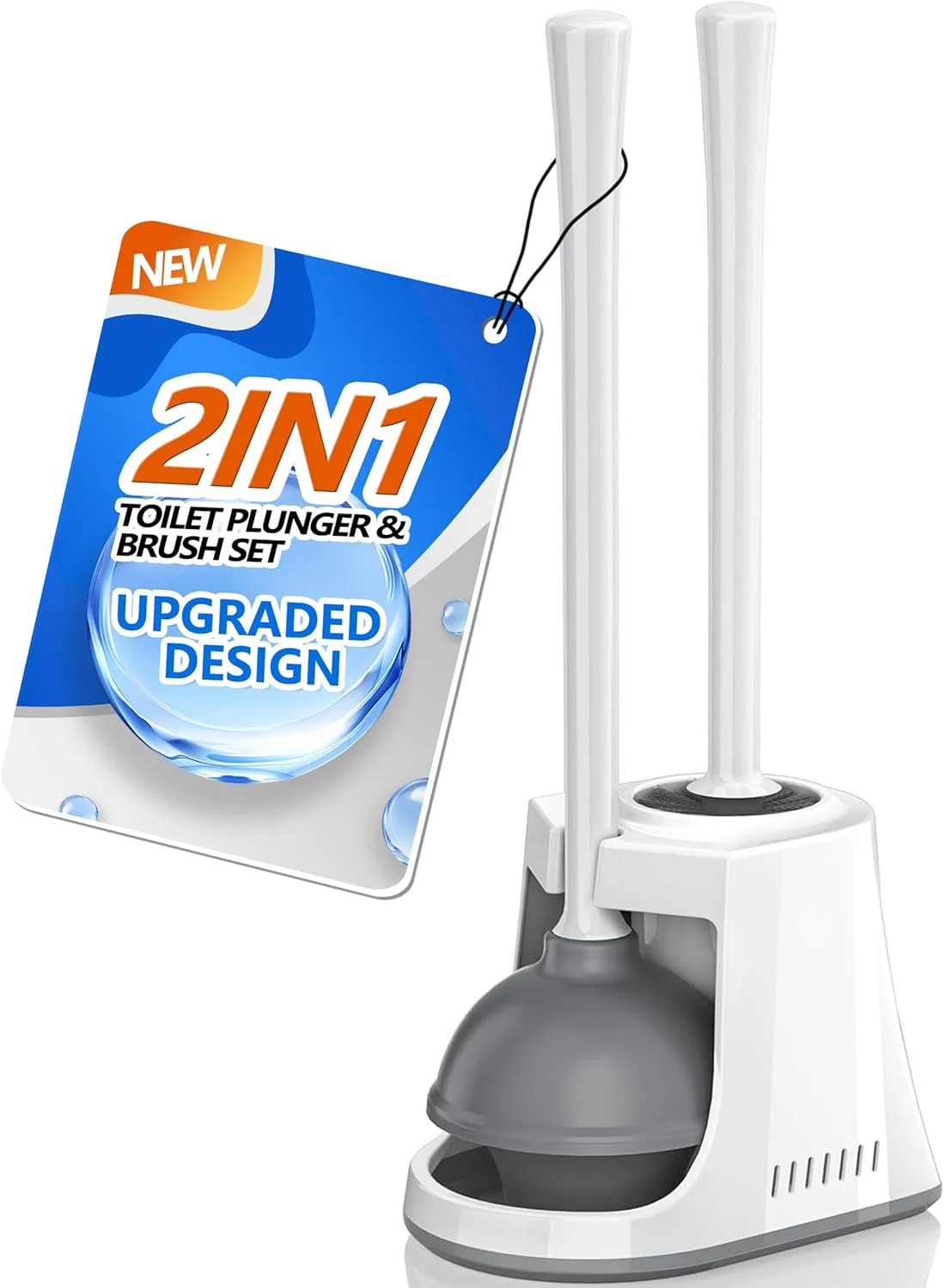 مجموعه فرچه توالت و پیستون، فرچه کاسه توالت و پیستون سنگین با نگهدارنده تهویه دار، ست برس توالت و پیستون 2 در 1 برای تمیز کردن حمام (سفید، 1 عدد) مجموعه فرچه توالت و پیستون، فرچه کاسه توالت و پیستون سنگین با نگهدارنده تهویه دار، ست برس توالت و پیستون 2 در 1 برای تمیز کردن حمام (سفید، 1 عدد)