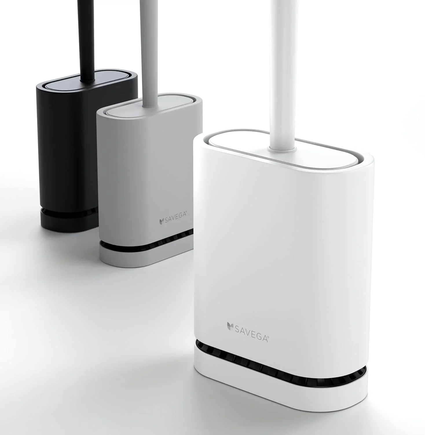 برس توالت سیلیکونی مشکی با درب - برس توالت تخت و انعطاف پذیر با نگهدارنده برس توالت برای نصب دیواری بدون نیاز به سوراخ کاری - ست برس توالت ضد باکتری (سفید)