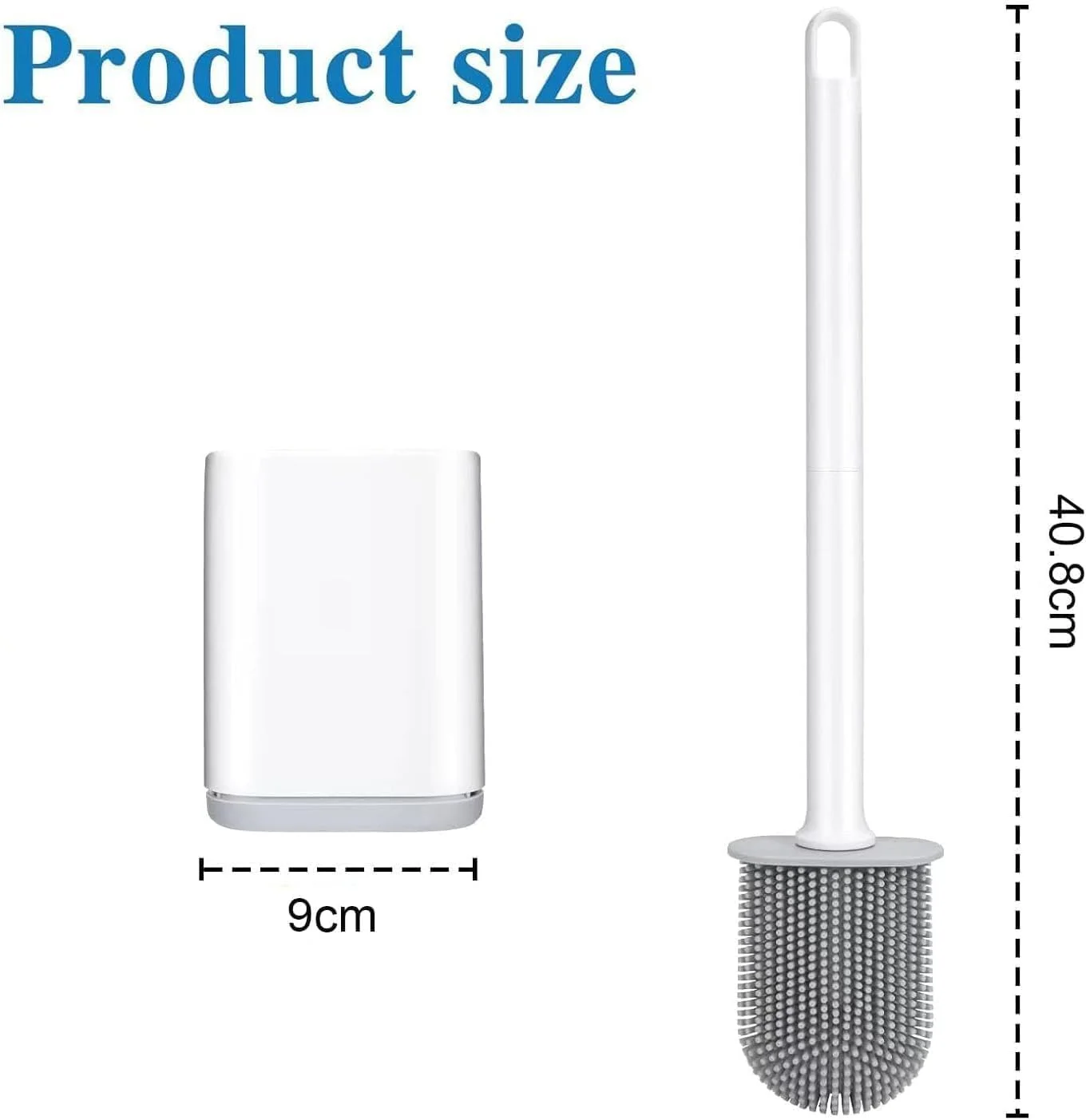 ست برس توالت و جا برسی فنری X، دسته استیل ضد زنگ با موهای سیلیکونی بادوام، کیت تمیز کننده دیواری برای شستشوی کاسه توالت، طراحی صرفه جویی در فضا برای خانه های مدرن