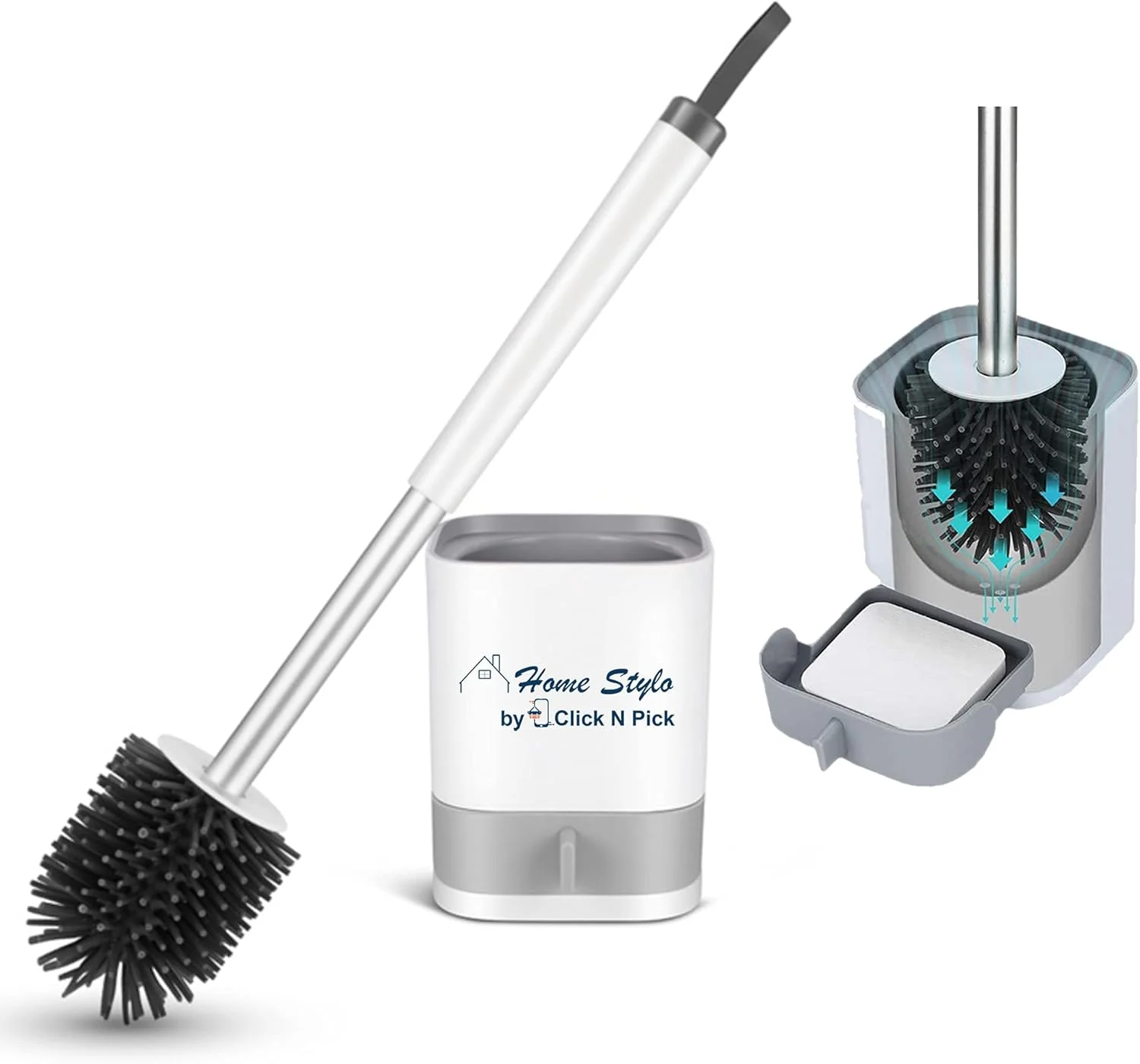 برس توالت سیلیکونی و جا برسی Home Stylo - قابل نصب روی دیوار و ایستاده، تمیز کننده توالت بدون ایجاد خراش با تهویه سریع، لوازم جانبی جمع و جور برای تمیز کردن حمام - برس تمیز کننده - برس مو برس توالت سیلیکونی و جا برسی Home Stylo - قابل نصب روی دیوار و ایستاده، تمیز کننده توالت بدون ایجاد خراش با تهویه سریع، لوازم جانبی جمع و جور برای تمیز کردن حمام - برس تمیز کننده - برس مو