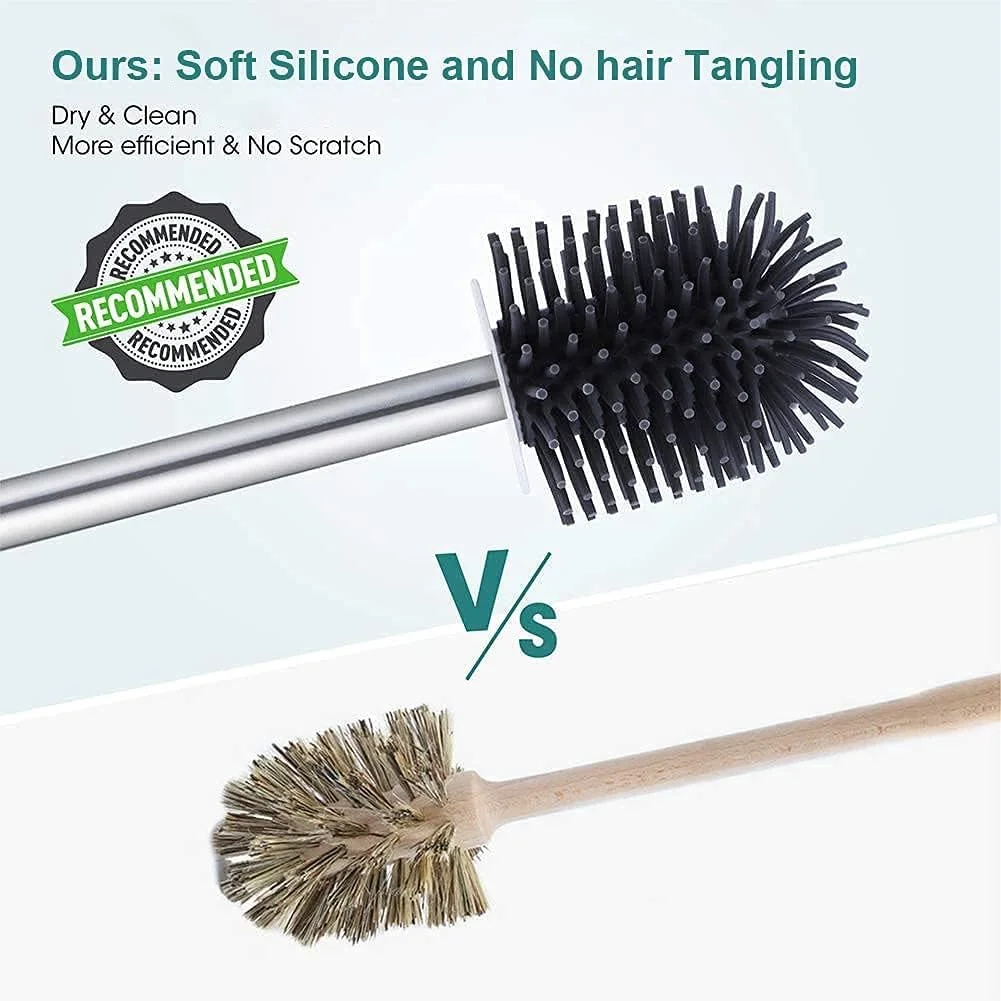 برس توالت سیلیکونی و جا برسی Home Stylo - قابل نصب روی دیوار و ایستاده، تمیز کننده توالت بدون ایجاد خراش با تهویه سریع، لوازم جانبی جمع و جور برای تمیز کردن حمام - برس تمیز کننده - برس مو برس توالت سیلیکونی و جا برسی Home Stylo - قابل نصب روی دیوار و ایستاده، تمیز کننده توالت بدون ایجاد خراش با تهویه سریع، لوازم جانبی جمع و جور برای تمیز کردن حمام - برس تمیز کننده - برس مو