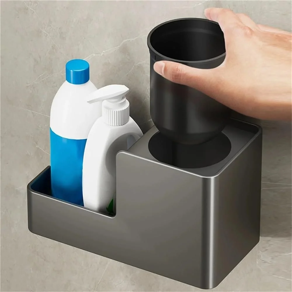 برس توالت و جا برسی دیواری، برس حمام آلومینیومی، برس توالت برای نگهداری لوازم جانبی (سفید)