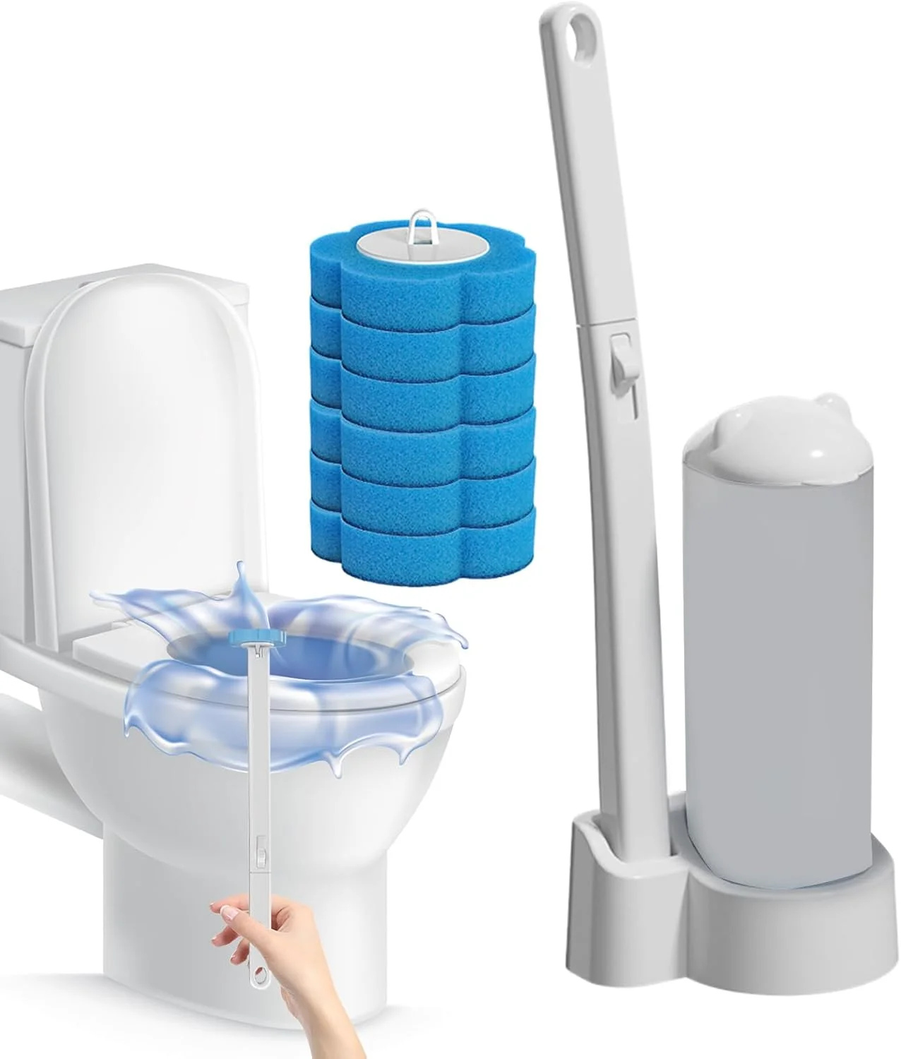 ست برس و جا برسی توالت | برس تمیز کننده توالت - برس تمیز کننده قوی برای مصارف خانگی، حمام، گاراژ، دوش، سینک، کف و وان