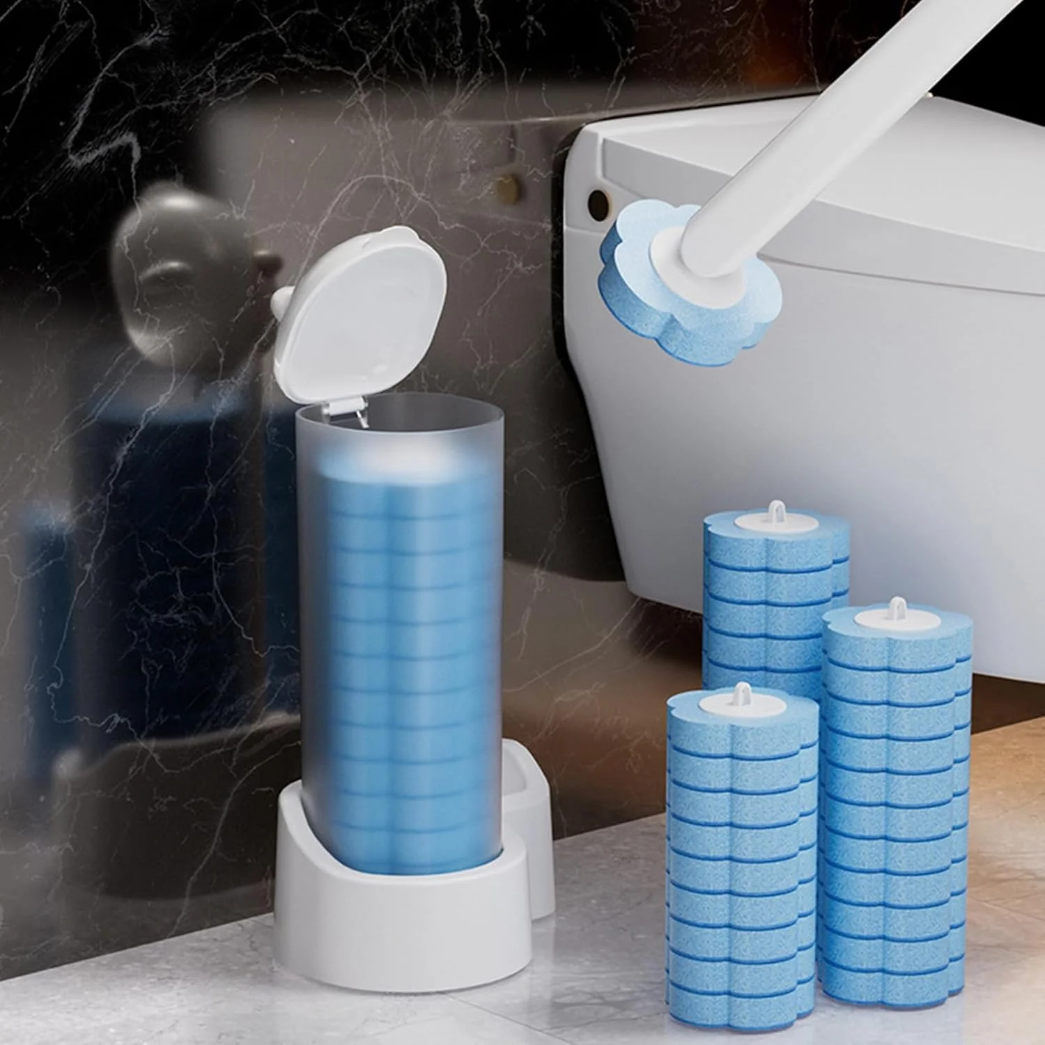 ست برس توالت و جا برسی | برس توالت شوی - لوازم جانبی پیستون و برس قوی برای تمیز کردن کف، سینک، وان، حمام و گاراژ