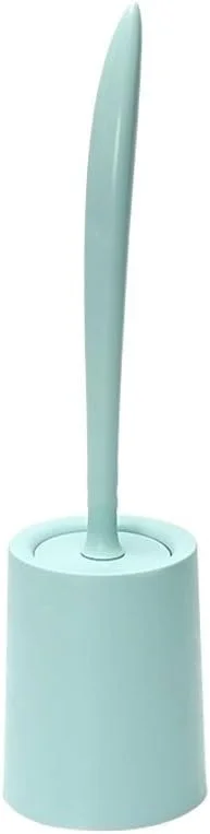 برس توالت پلاستیکی ایستاده به همراه پایه نگهدارنده، برس بلند آبی رنگ با سر ضخیم نیم دایره ای برای تمیز کردن عمیق توالت