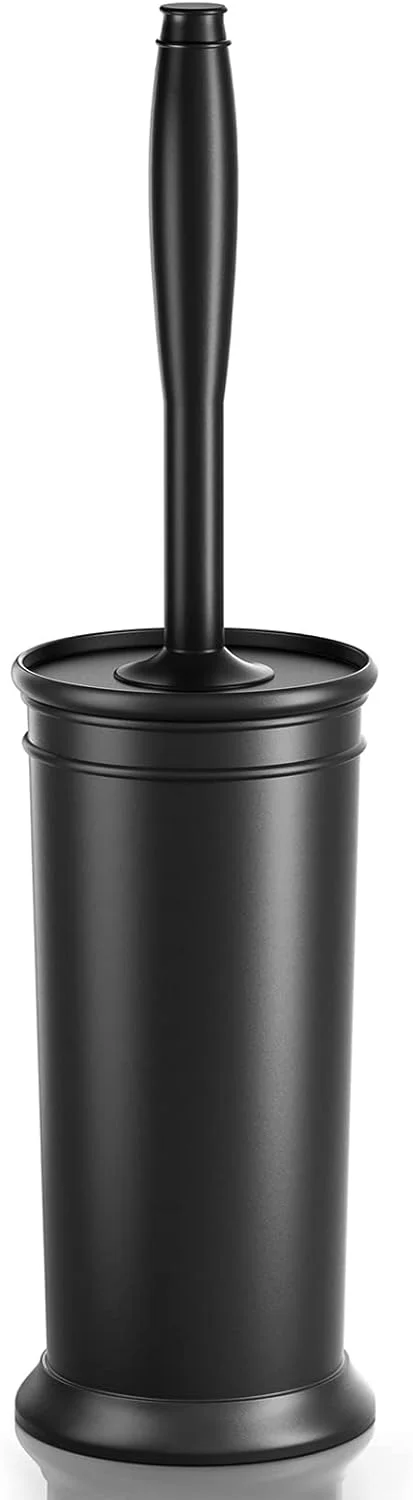 برس توالت UPTRONIC، برس کاسه توالت با دسته فوق العاده بلند، موهای بادوام، اسکرابر توالت و نگهدارنده پوشیده برای مجموعه برس توالت برای نظافت حمام (مشکی، 1 ست)