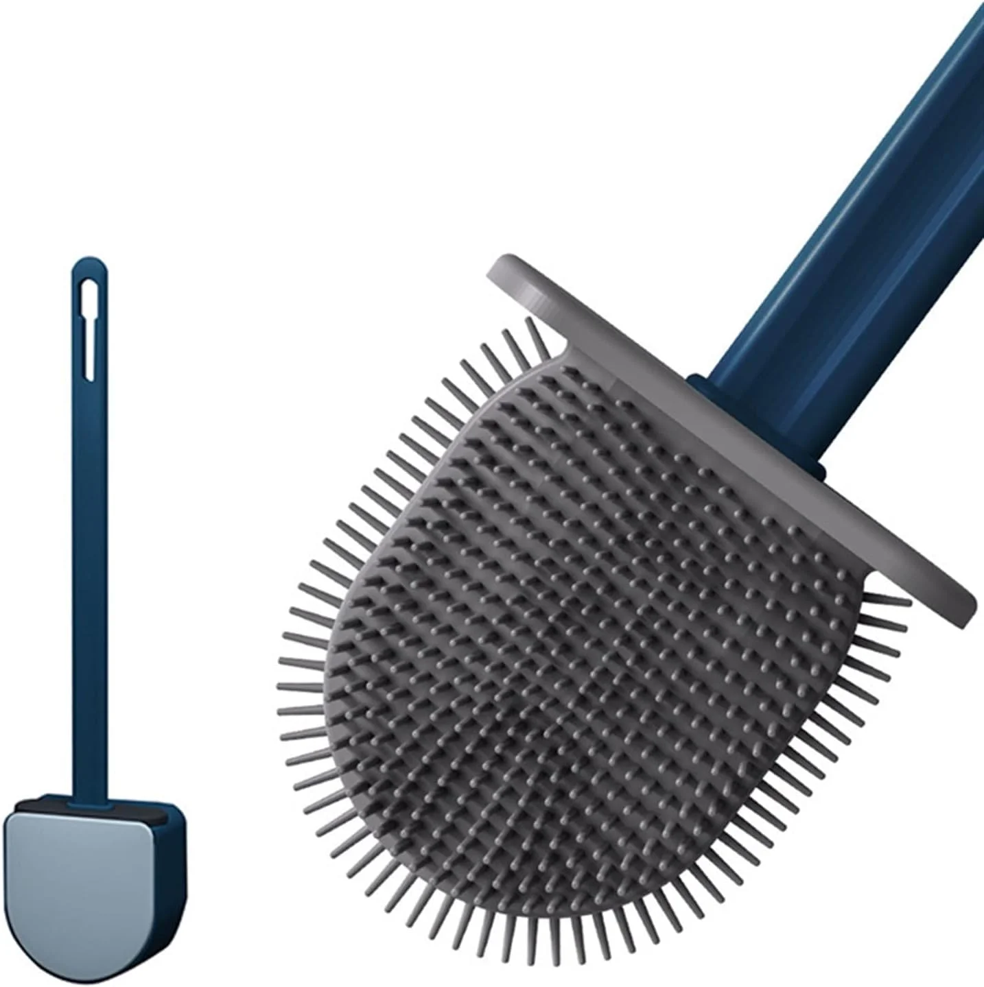 برس توالت و جا برسی، مناسب برای نصب دیواری، برس سیلیکونی با دسته بلند پلاستیکی برای تمیز کردن عمیق برس توالت و جا برسی، مناسب برای نصب دیواری، برس سیلیکونی با دسته بلند پلاستیکی برای تمیز کردن عمیق