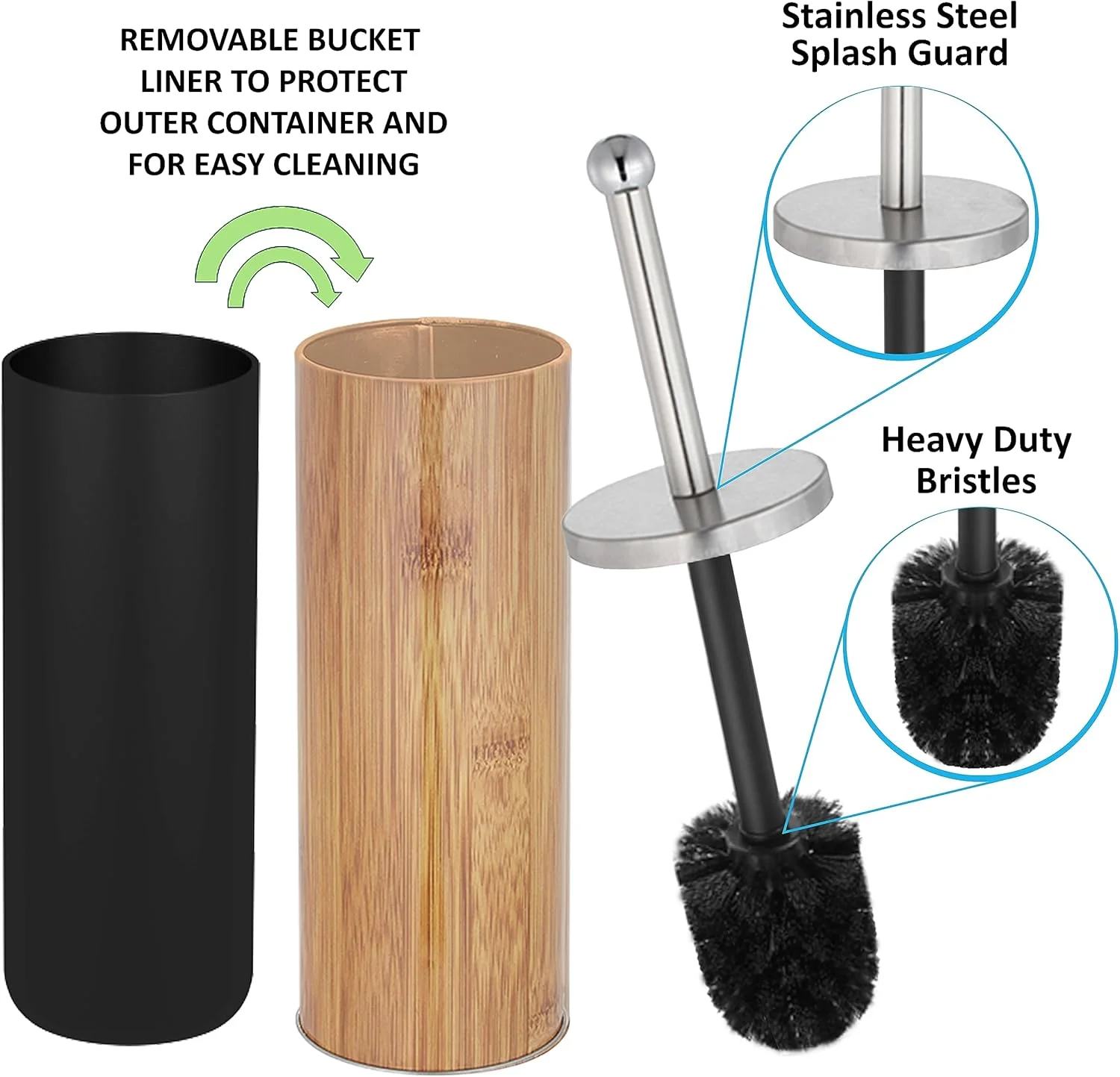 برس توالت و جا برسی زهاری هوم Woodland برای حمام، جا برسی فلزی، طبیعی برس توالت و جا برسی زهاری هوم Woodland برای حمام، جا برسی فلزی، طبیعی