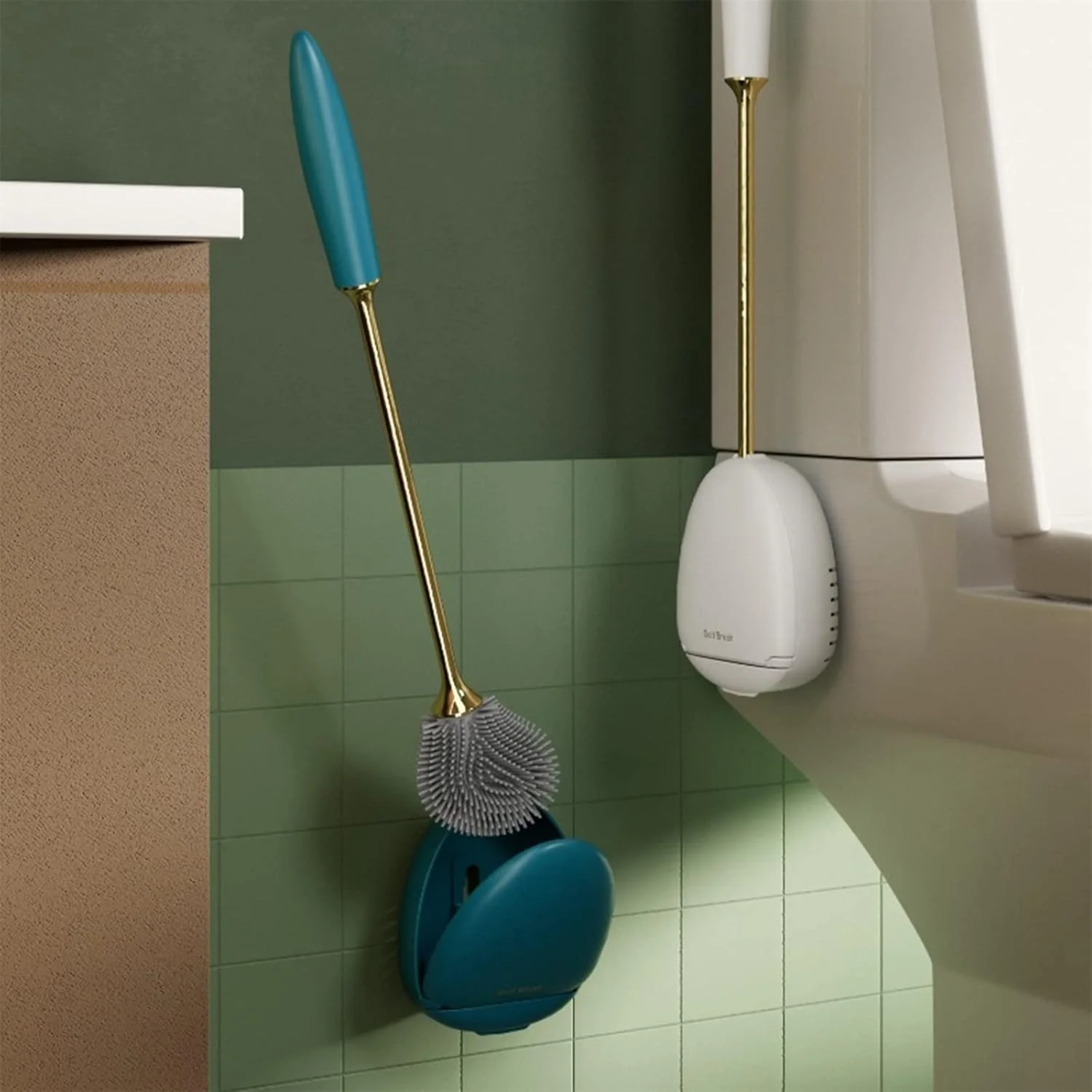 برس توالت فرنگی، نصب دیواری، دسته بلند، ابزار نظافت برای تمیز کردن لوازم جانبی حمام به همراه پایه نگهدارنده