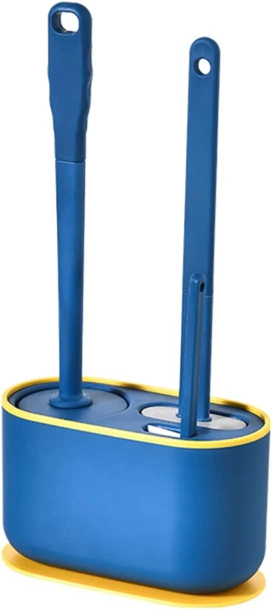 برس توالت فرنگی به همراه جا برسی، سر تخت، انعطاف پذیر، نصب آسان و کاربردی روی دیوار، ست برس و جا برسی سیلیکونی TPR برای تمیز کردن توالت فرنگی و حمام