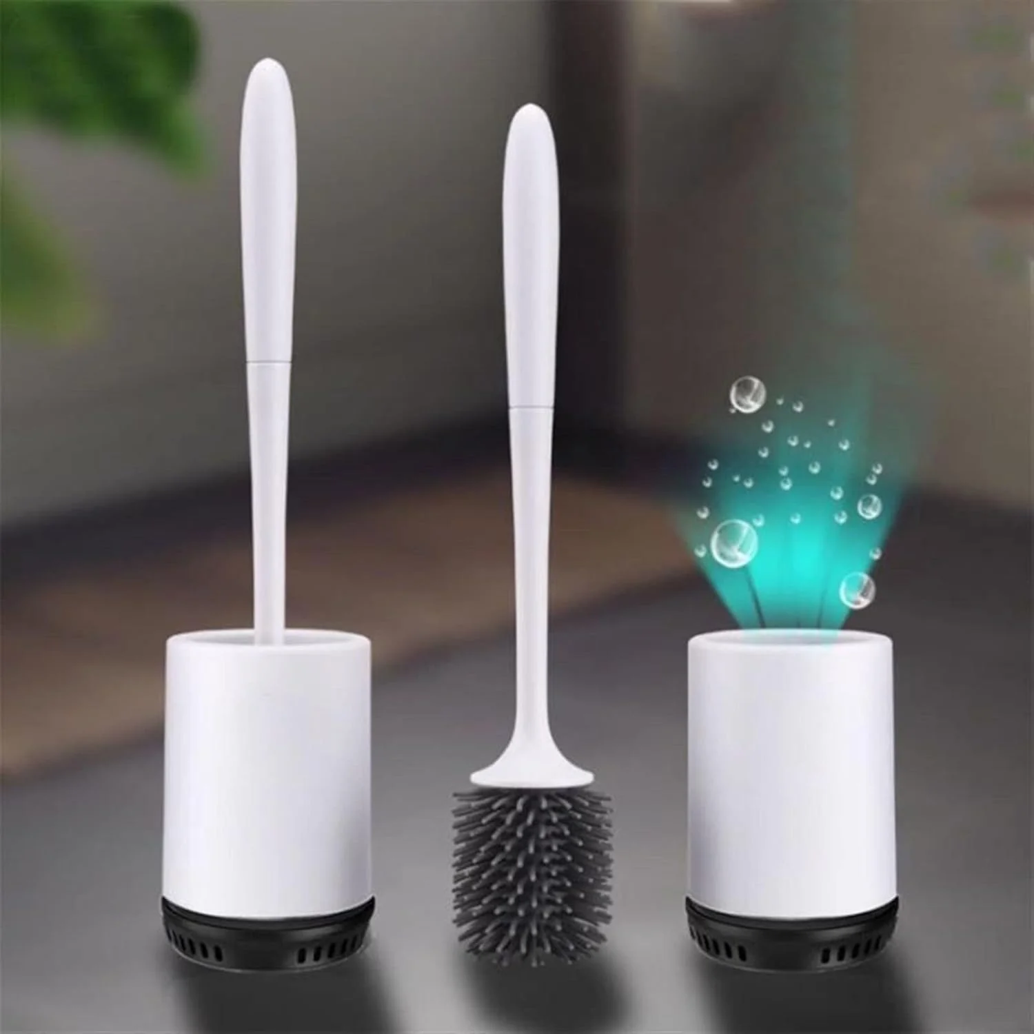 برس توالت فرنگی بهداشتی، برس توالت با موهای نرم سیلیکونی، ست نگهدارنده برس توالت دیواری، محصول نظافت منزل