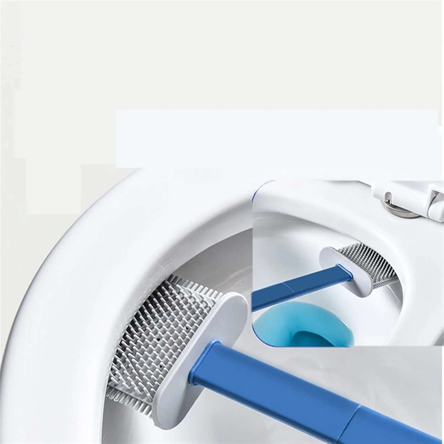 برس توالت فرنگی به همراه جا برسی، سر تخت، انعطاف پذیر، نصب آسان و کاربردی روی دیوار، ست برس و جا برسی سیلیکونی TPR برای تمیز کردن توالت فرنگی و حمام