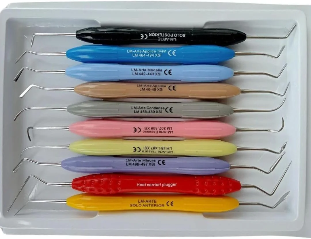 ست ابزار پر کردن کامپوزیت دندان LM Arte، ۱۰ تکه - دسته های سیلیکونی ارگونومیک