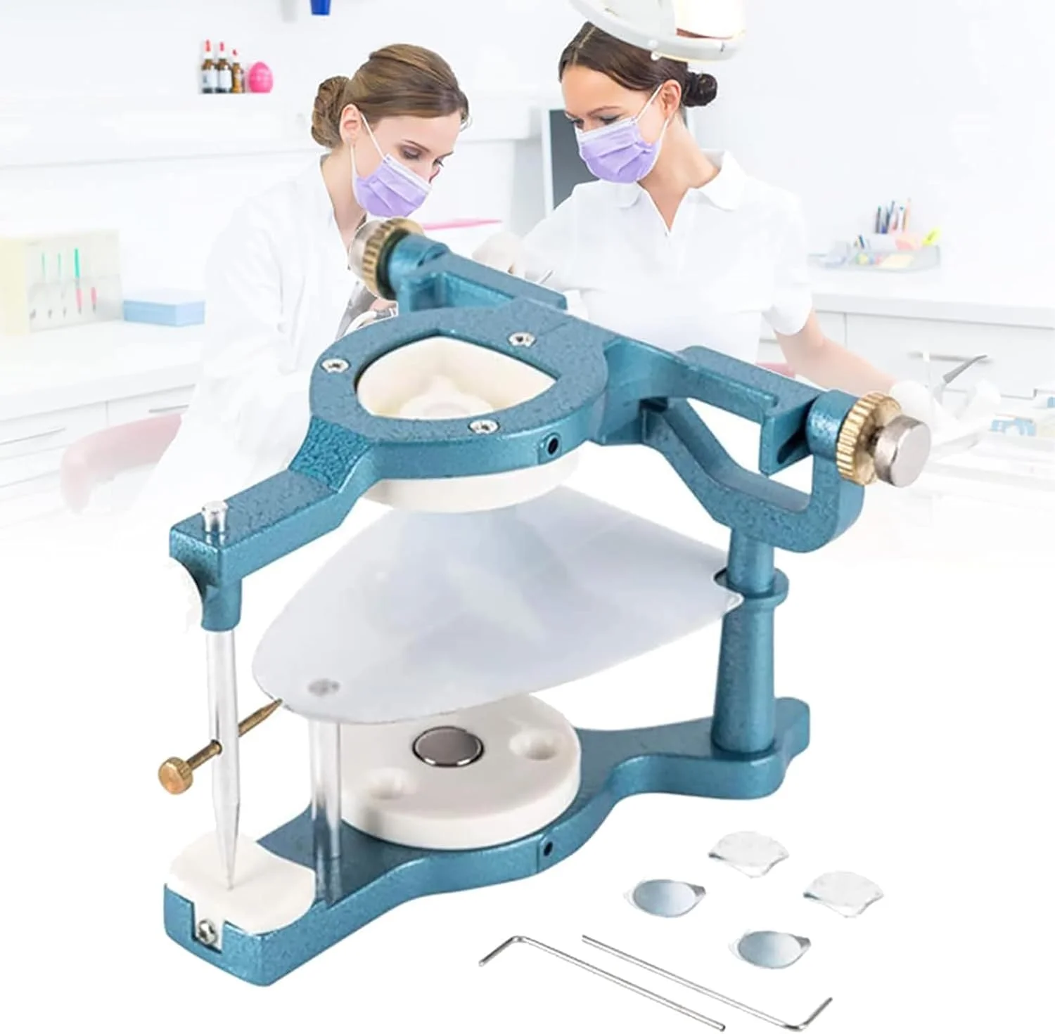 آرتیكولاتور مغناطیسی قابل تنظیم دندانپزشکی، ابزار آزمایشگاهی آرتیكولاتور، تجهیزات قابل تنظیم با پیچ گوشتی، آرتیكولاتور نوع C سایز بزرگ، برای مدل گچی دندان مصنوعی