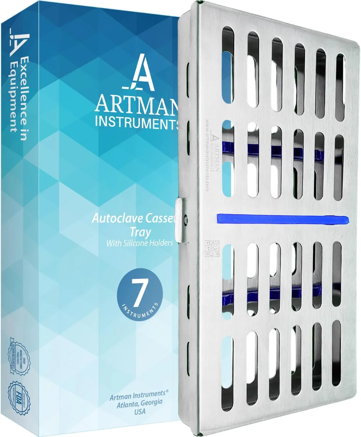 سینی رک کاست استریلیزاسیون ابزار Artman برای اتوکلاو آزمایشگاه جراحی دندانپزشکی 7"X3.5"X0.9"